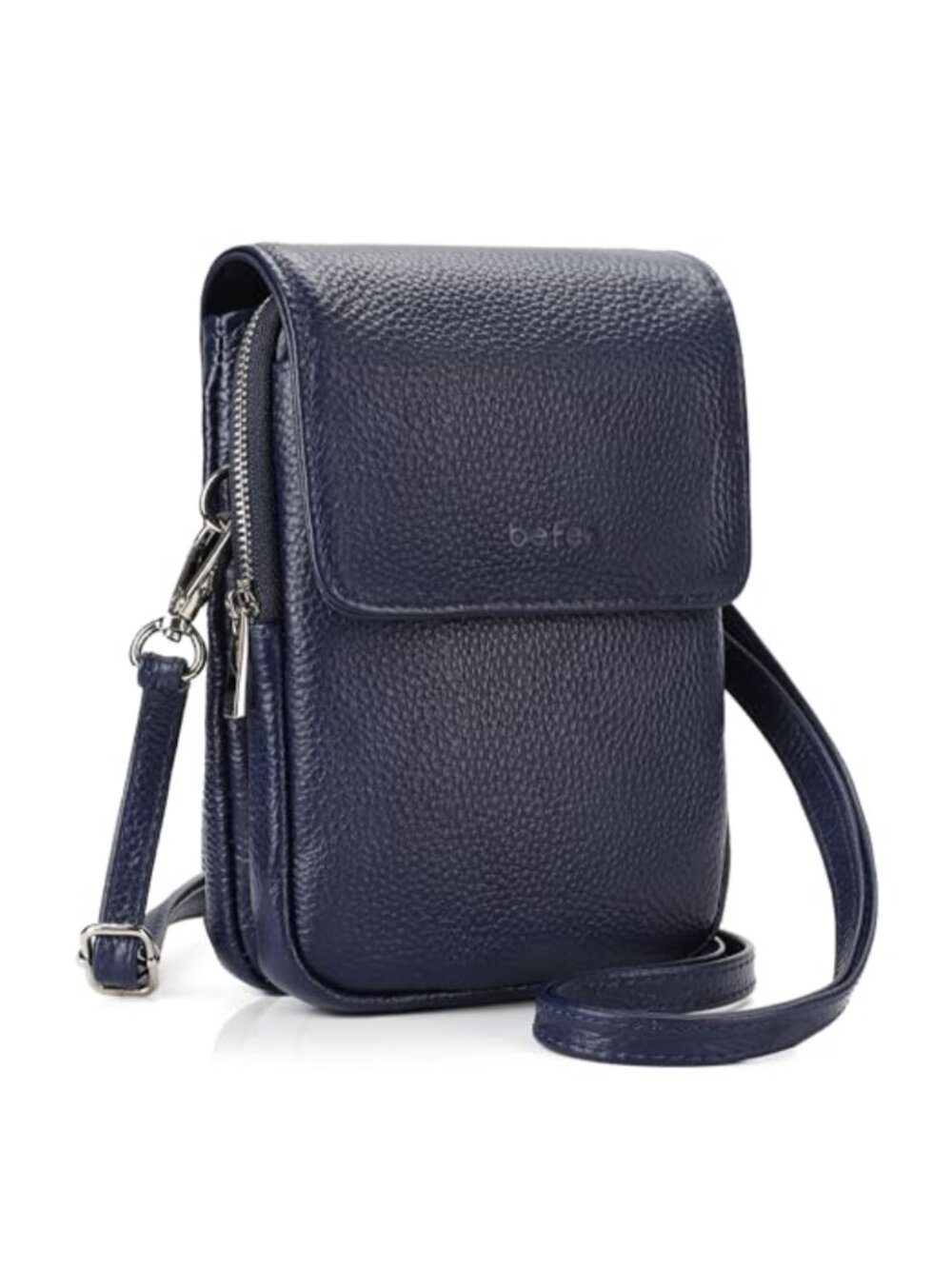 Genuine Pebbled Cowhide Leather Crossbody Bag RFID Blocking Card Slots